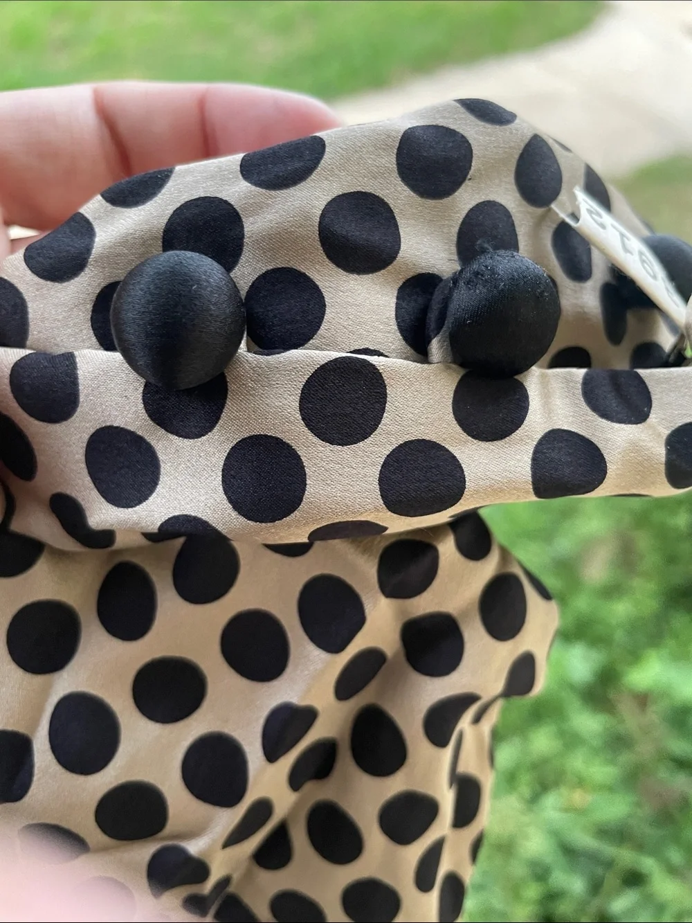 Albert Nipon Polka Dot Long Sleeve Shift Dress - Black & Cream Size 14 Vintage